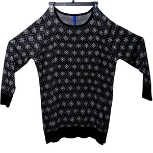 Falls Creek Long Sleeve Snowflake Holiday Winter Fall Black White 2XL Christmas